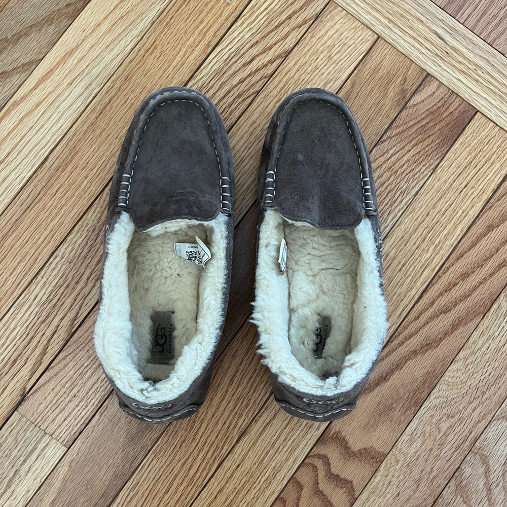 UGG Women’s Dark Brown Suede Shearling Lined Slip-On Moccasins